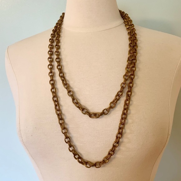 Vintage Long Gold Tone Chain Necklace - Picture 1 of 4